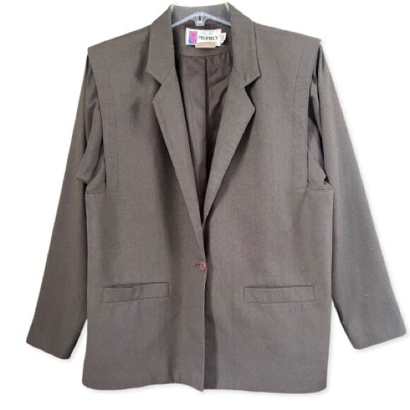 Jackets & Blazers - Prophecy VTG 90’s 100% Silk Mocha Mousse One Button Boxy Blazer Jacket SZ 10